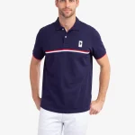 PIECED SIGNATURE BLUE PIQUE POLO SHIRT