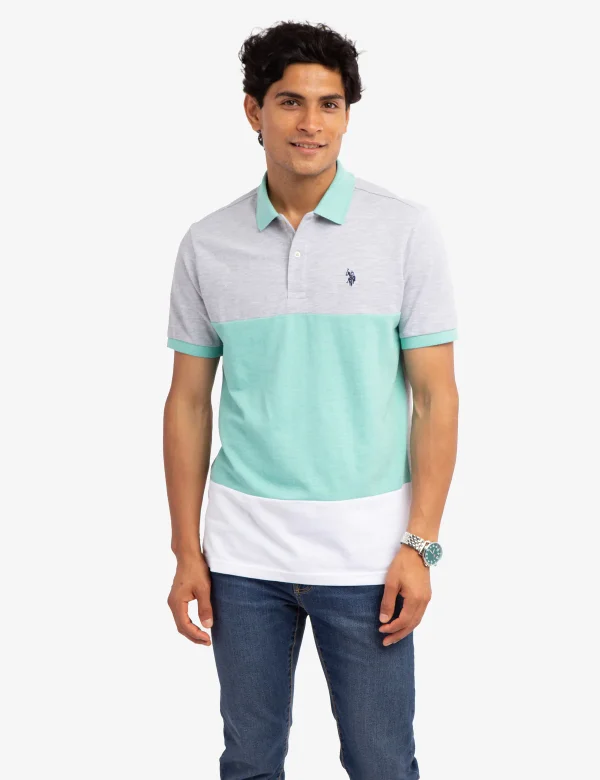TRICOLOR GREYCOLOR PIQUE POLO SHIRT