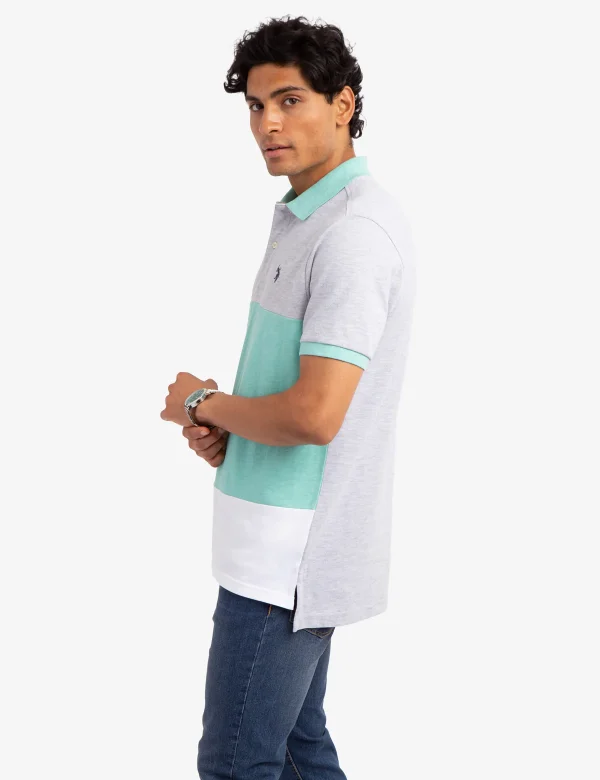TRICOLOR GREYCOLOR PIQUE POLO SHIRT