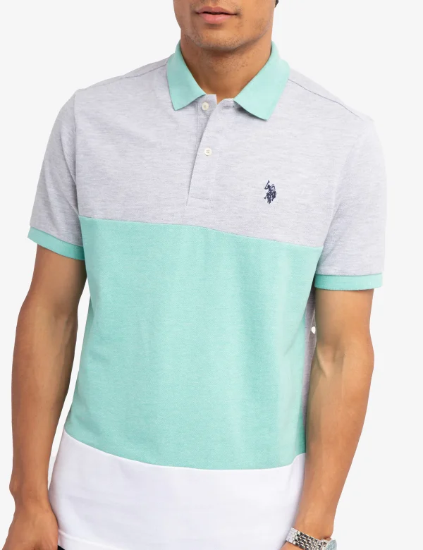 TRICOLOR GREYCOLOR PIQUE POLO SHIRT