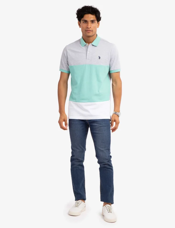 TRICOLOR GREYCOLOR PIQUE POLO SHIRT