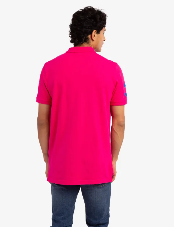 DIAGONAL PINK PIQUE POLO SHIRT