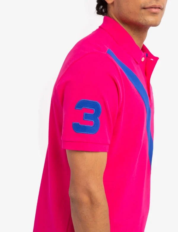 DIAGONAL PINK PIQUE POLO SHIRT