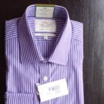 Hawes & Curtis Men Purple & White Stripe Shirt- Single Cuff