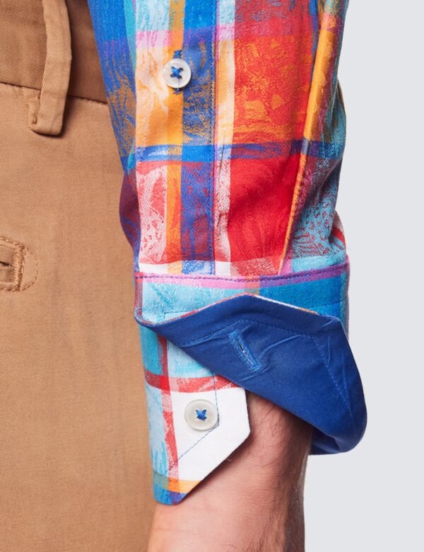 Hawes & Curtis Men York Pink & Blue Shirt