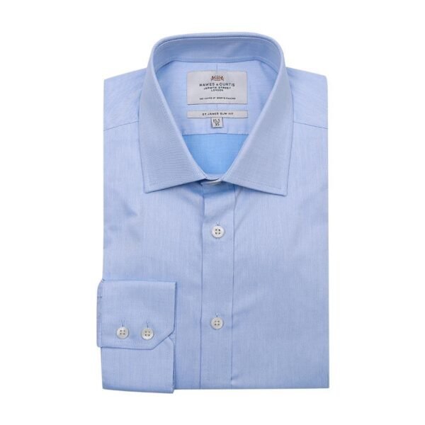 Hawes & Curtis Men's Blue Plain  - Single cuff
