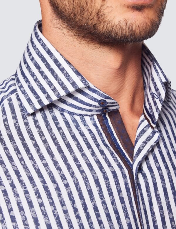 Hawes & Curtis Men York Navy & White Stripe Shirt