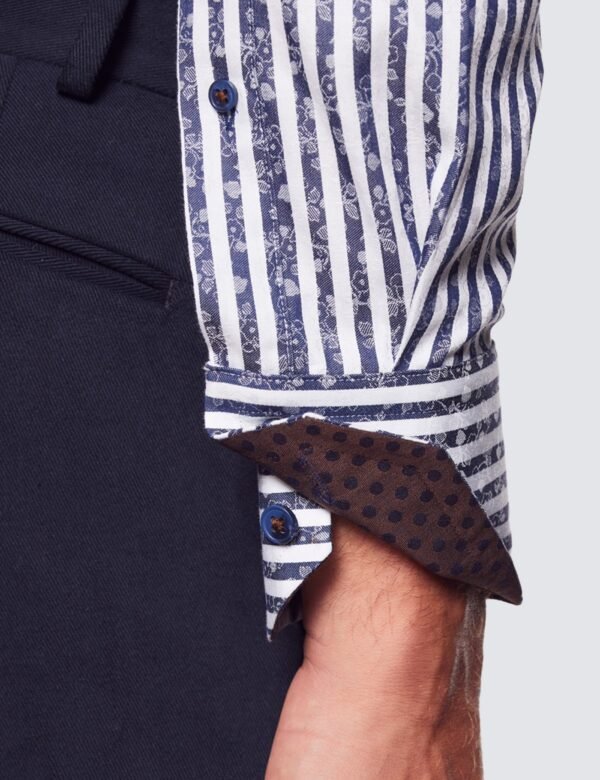 Hawes & Curtis Men York Navy & White Stripe Shirt