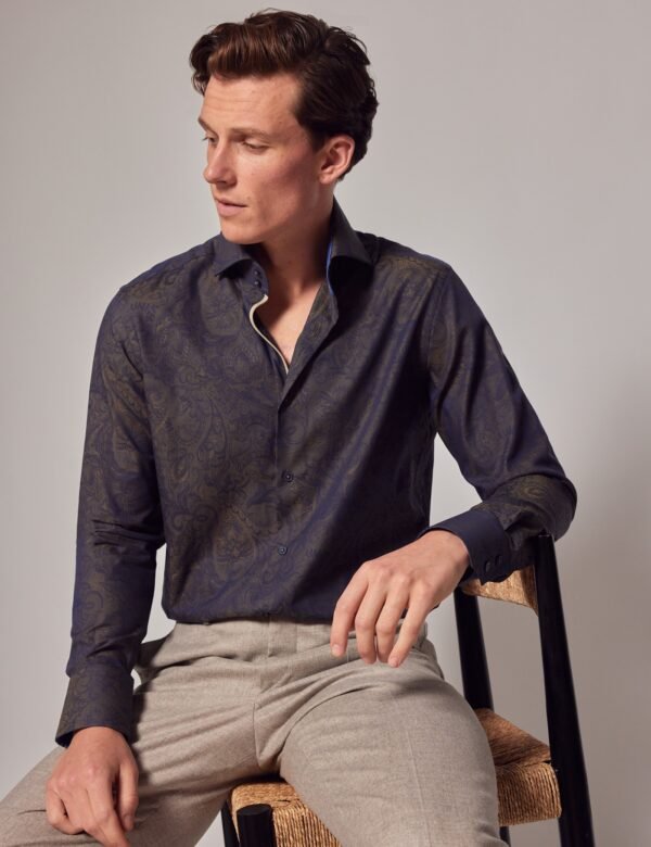 Hawes & Curtis Men Brown York Navy Shirt