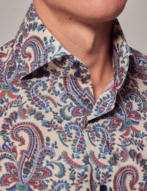 Hawes & Curtis Men Cream And Green York Shirt