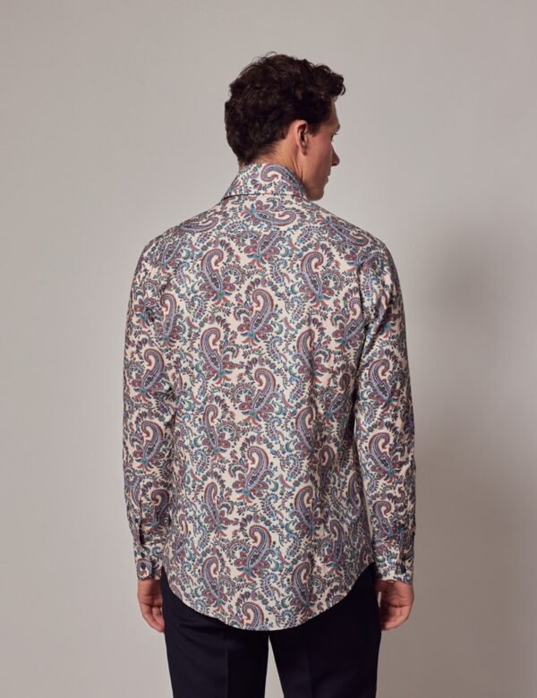 Hawes & Curtis Men Cream And Green York Shirt