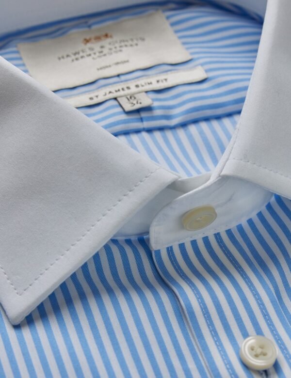 Hawes & Curtis Men ST James White Colar Stripe Shirt