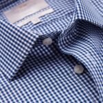 Hawes & Curtis Men Navy & White Check Shirt- Single Cuff