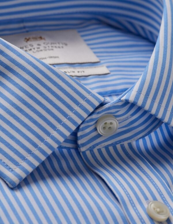 Hawes & Curtis Men LT Blue & White Stripe Shirt