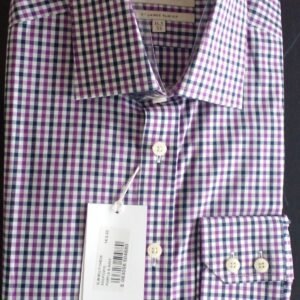 Hawes and Curtis Men's Purple and Navy check Shirt