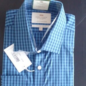 Hawes and Curtis Men's Navy Dark Blue check Shirt