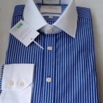 Hawes and Curtis Men's ST James White and Navy Stripe Shirt
