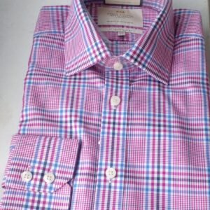 Hawes and Curtis Men's Red and Navy Tiny check Shirt