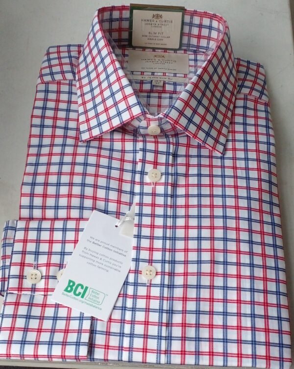 Hawes and Curtis Men's Red and Navy Tiny check Shirt (Copy)