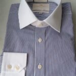 Hawes and Curtis Men's White and Navy Stripe Shirt