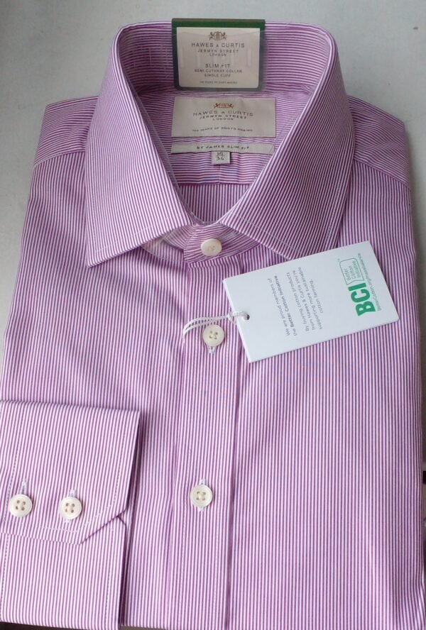 Hawes and Curtis Men Lilac & White Stripe Shirt