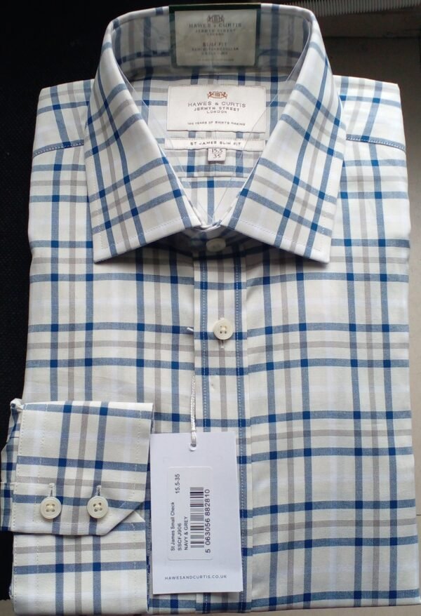 Hawes and Curtis Men St James Small Navy & Grey check Shirt