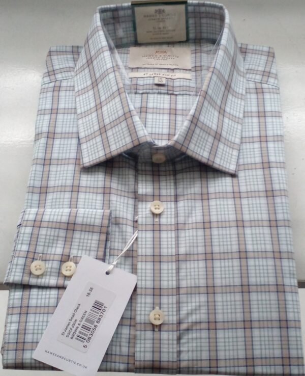 Hawes and Curtis Men St James Small Brown & Green check Shirt
