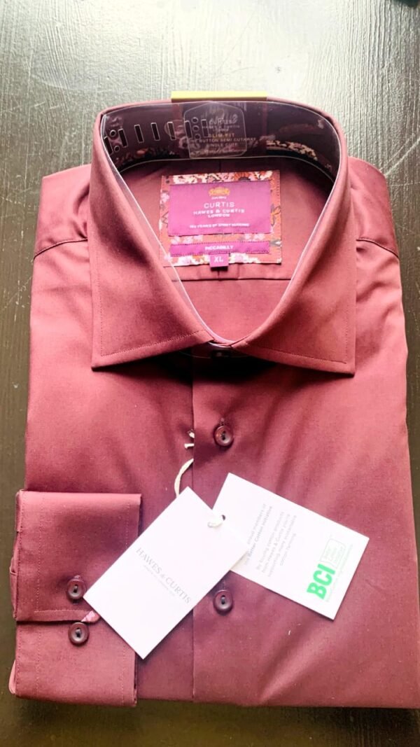 Hawes and Curtis Men New Piccadilly Burgundy Sc shirt