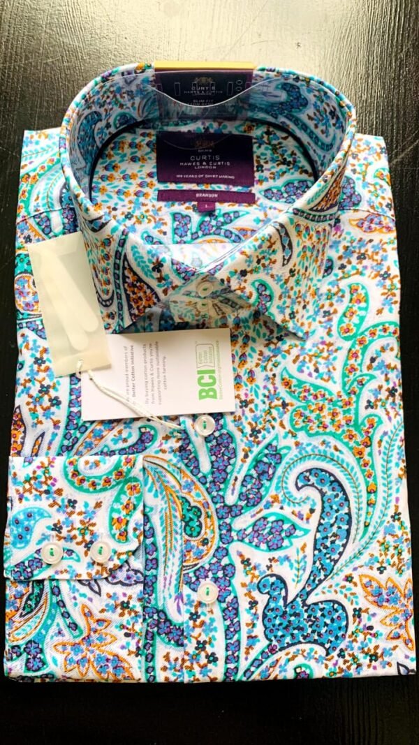 Hawes & Curtis Men Brandon Paisley Beige Swirl shirt