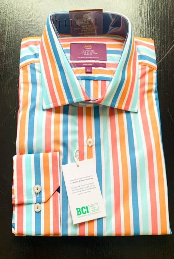 Hawes and Curtis Men Piccadilly Orange & Blue Stripe