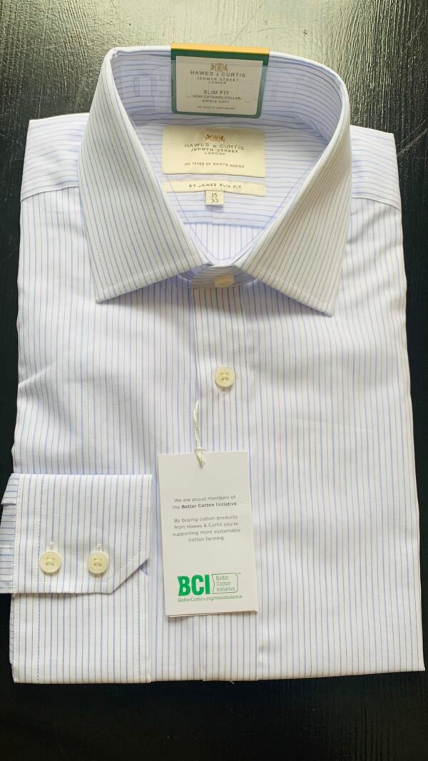 Hawes and Curtis Men's Slim Ticking Stripe Shirt