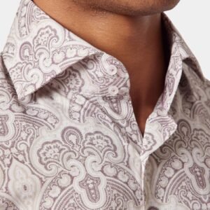 Hawes and Curtis Men White & Burgundy York Sc shirt
