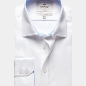 Hawes & Curtis Men's White Twill Non- Iron Shirt - Single cuff