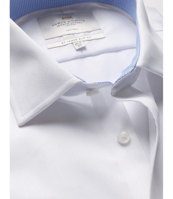 Hawes & Curtis Men's White Twill Non- Iron Shirt - Single cuff