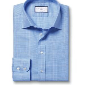 Charles Tyrwhitt Non-Iron Prince of Wales Check Shirt - Ocean Blue