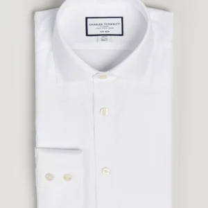 CHARLES TYRWHITT EGYPTIAN COTTON POPLIN WHITE SHIRT-SINGLE CUFF