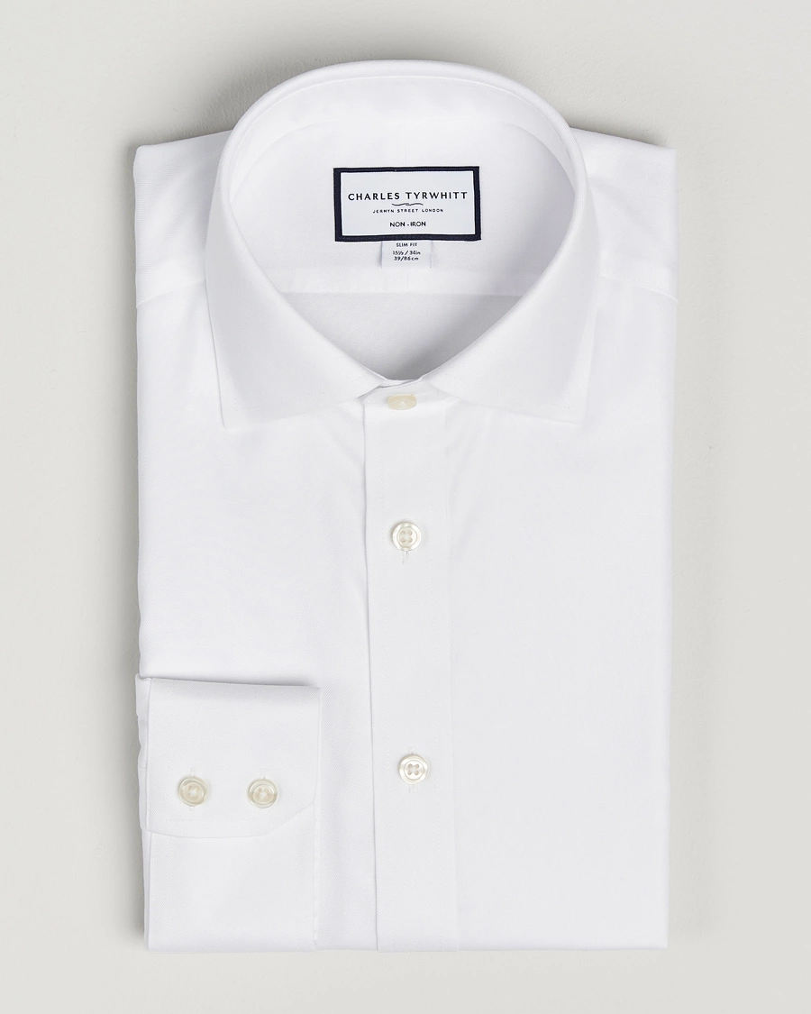 CHARLES TYRWHITT EGYPTIAN COTTON POPLIN WHITE SHIRT-SINGLE CUFF
