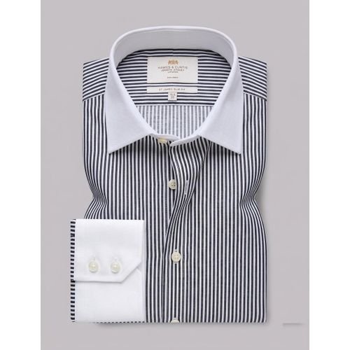 Hawes and Curtis Men's Black & White Slim Bengal Stripe WCC Shirt