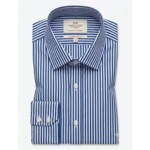 Hawes and Curtis Men's Navy & White James Sc Stripe Shirt