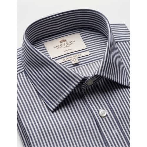 Hawes & Curtis Men Navy & White Slim Bengal Stripe Shirt - Image 1