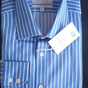 Hawes and Curtis Men's Blue & White Slim Sc Mid Stripe Shirt