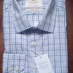 Hawes and Curtis Men's Pink & Blue Slim multi check Shirt