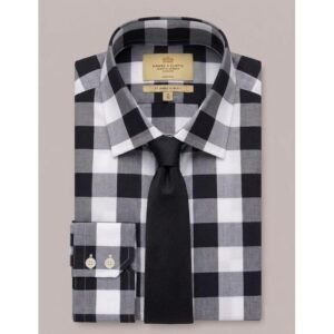 Hawes and Curtis Men Black & White Bold check Shirt