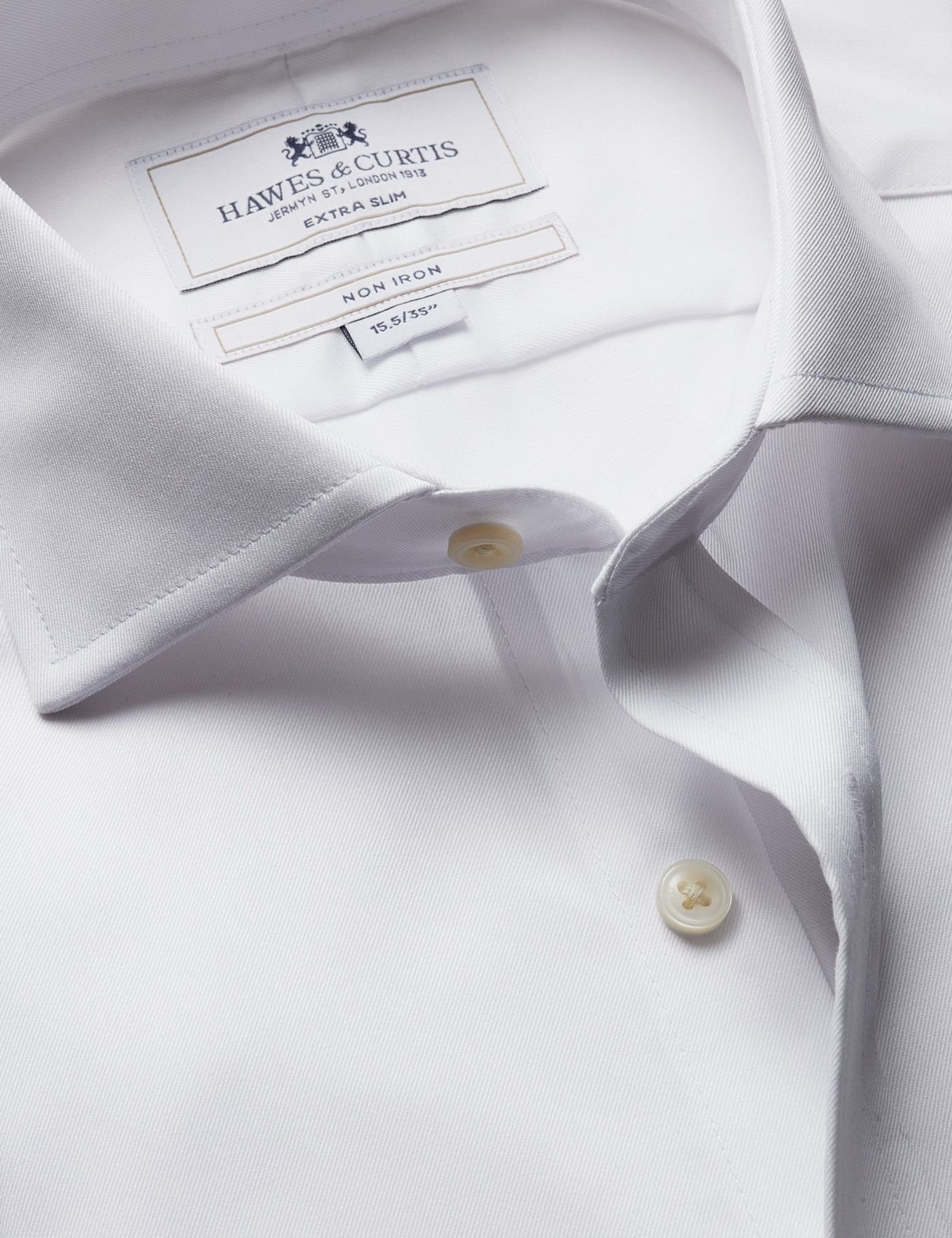 Hawes & Curtis Men's White Twill Non- Iron Shirt - Double cuff - Image 1