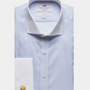 Hawes and Curtis Men's Blue & white Non Iron  Twill stripe shirt