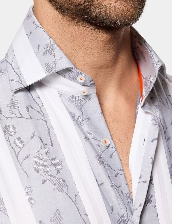 Hawes & Curtis Men Gray & White York Sc Shirt - Image 1