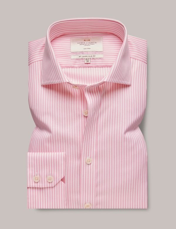 Hawes and Curtis Men's Pink & White Non Iron Bengal Stripe Shirt