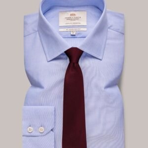 H & C Men's Blue END ON END Blue Poplin Shirt - Single Cuff