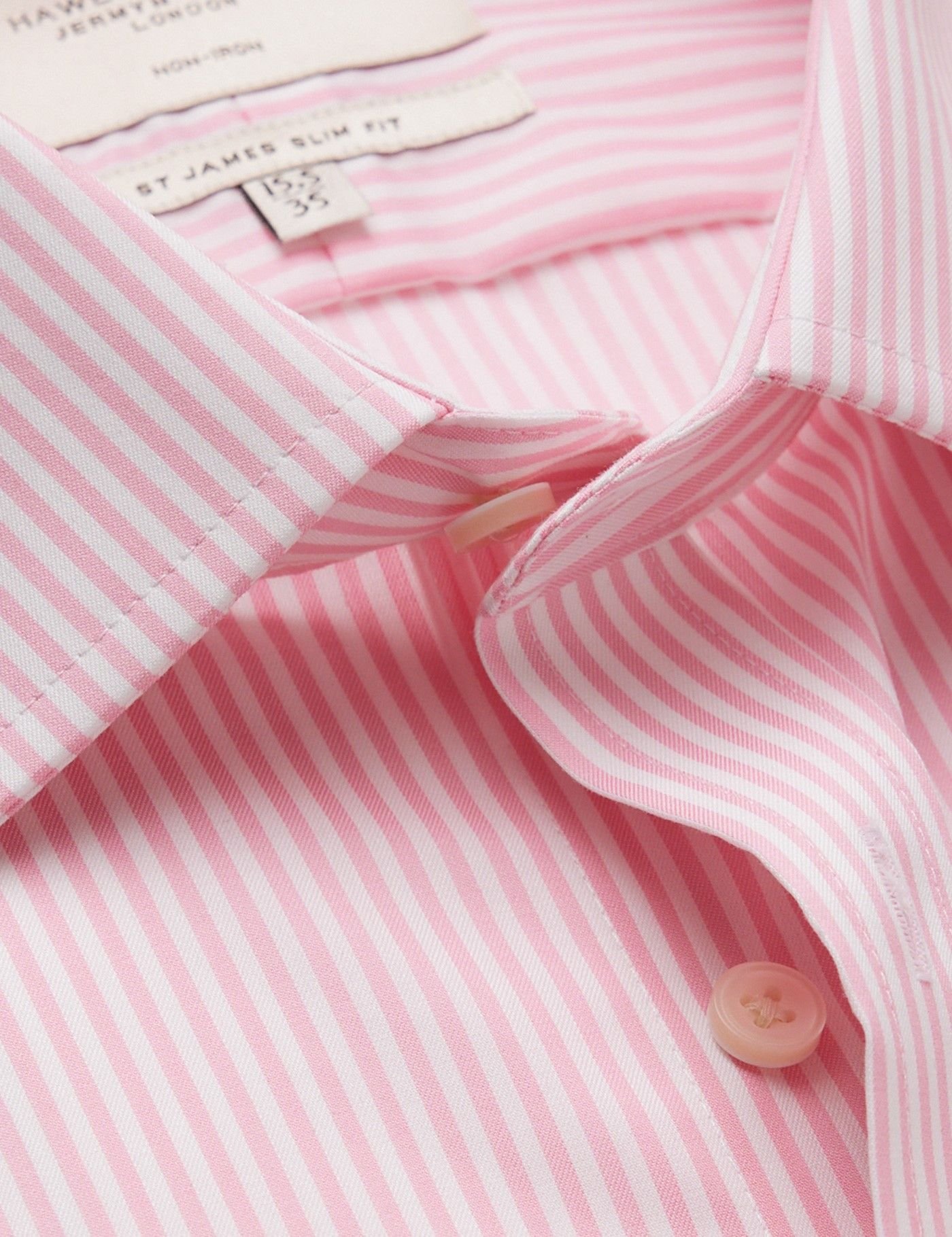 Hawes and Curtis Men's Pink & White Non Iron Bengal Stripe Shirt - Image 1