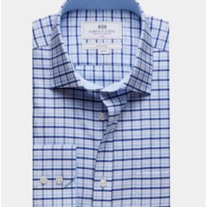 Hawes and Curtis Men's Blue & Navy Non Iron multi Check Shirt